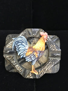 Rooster on Vintage Wood Magnet