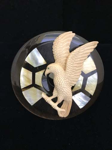Mammoth Ivory Eagle on Inlayed Shell Magnet