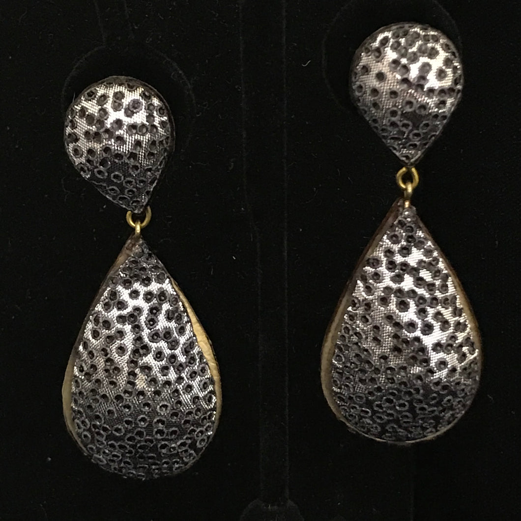 French Resin Dangling Metallic Drop Earrings