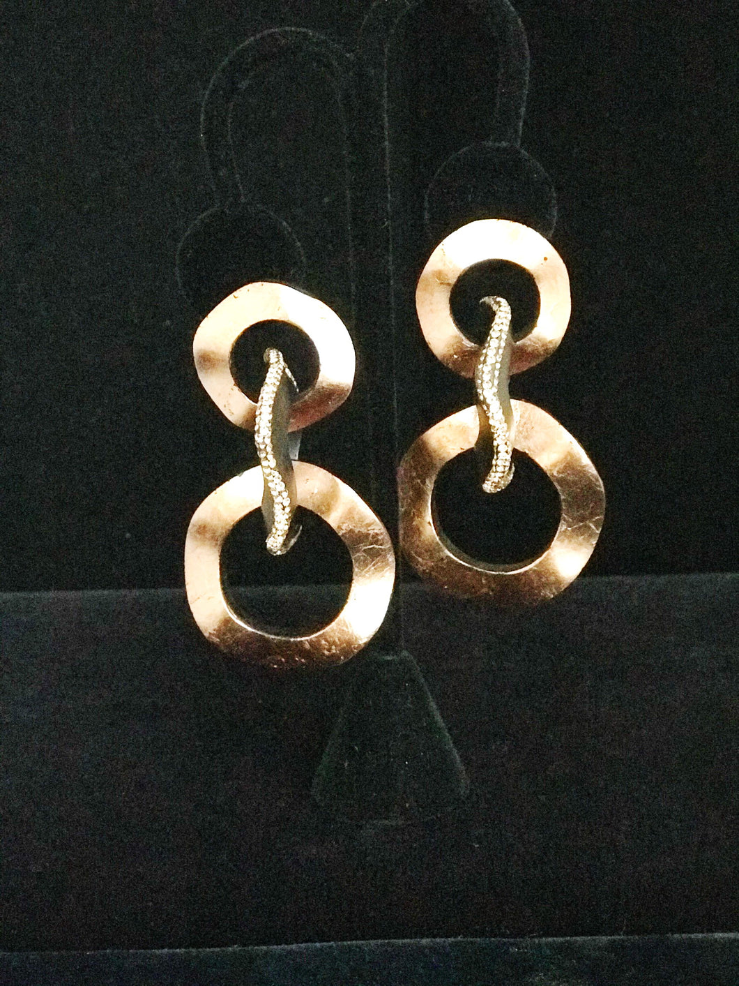 Brass & Black Dangling Circle Earrings