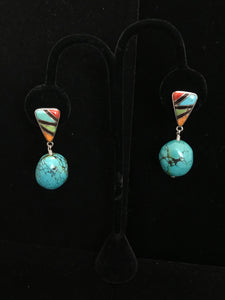 Turquoise Drops with Inlayed Tops